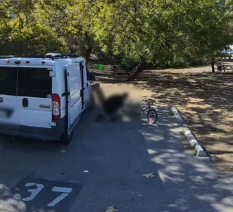 Leo Carrillo site 37, 360 photo: van and a pop-up shade canopy parked
