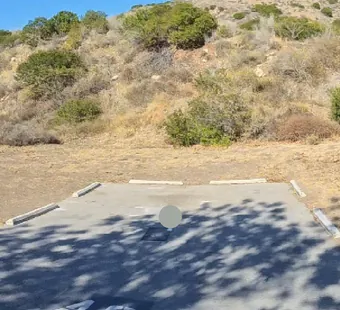Leo Carrillo site 48, 360 photo: wide open pad, no vehicle at the time