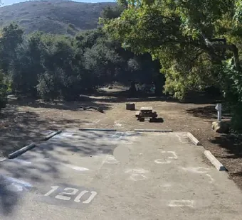 Leo Carrillo site 120, 360 photo: wide open pad, no vehicle