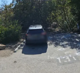Leo Carrillo site 131, 360 photo: one car parked, faces blurred nearby