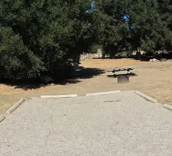Malibu Creek site 23, 360 photo: dumpsters and restroom building to the left