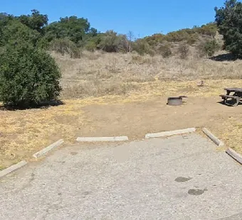 Malibu Creek site 29, 360 photo: open pad, hillside behind