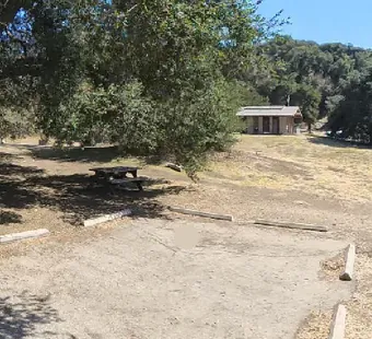 Malibu Creek site 36, 360 photo: oak shades the left of the pad